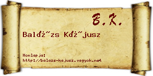 Balázs Kájusz névjegykártya